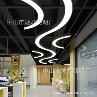 半c形健身房灯饰现代简约办公室led灯具走廊过道装饰半环型吊灯