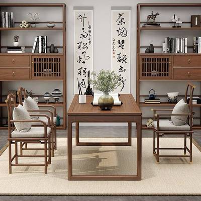 严选新实木书桌榆木书室法桌家用卧中书893画桌办公画案带式抽屉