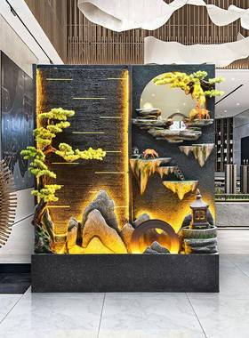 水幕墙流水TM683230泉屏风公司喷庭院客厅风景水轮假山水落地景装