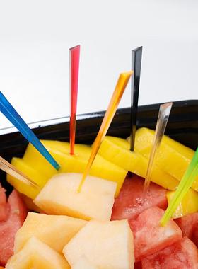 厂时家现货塑料锥形针角果针果叉水果签锥三形果插尚创意TDE水果