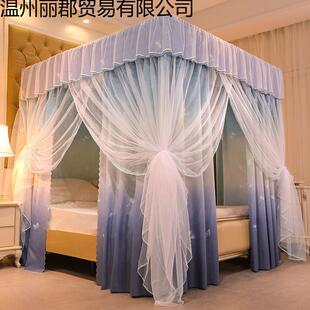 蚊帐025新款家用公风卧主室宫廷落地遮光床丽厂家直帘一体式纹式