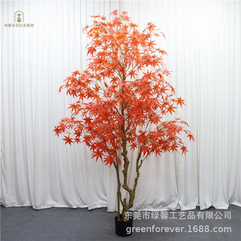 高LVP0端仿真枫树型中日大式红枫树家居茶假室展地厅店面落花艺装