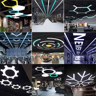 e异形灯办公EFD室健身房网d咖商场创l意约简条形工业风吊灯