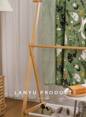 印花法发兰绒加厚毛睡毯OYF盖毯美电式圣诞风沙毯子客厅午毯商