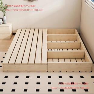 日榻榻床架板床落米地式出租房折叠65009式现架代双人排骨卧室木