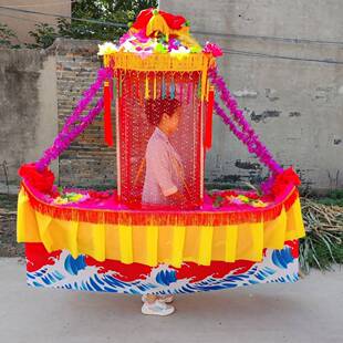 新款旱船花轿不锈钢旱船秧歌旱船采莲船花船小推车社火旱船庙会