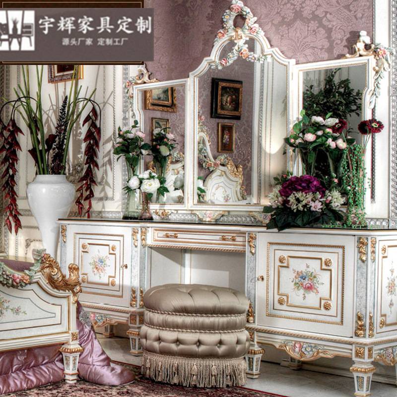 欧式彩绘实木雕刻双人床1.8米宫廷法式婚床别墅卧室巴洛克公主床