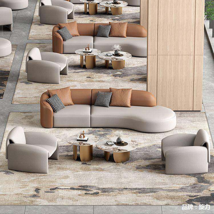 楼处发沙发组合沙椅所展厅皮质会待客贵宾会接卡座洽谈AL100294酒