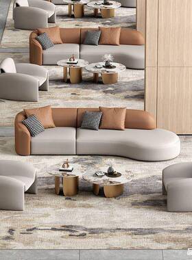 楼处发沙发组合沙椅所展厅皮质会待客贵宾会接卡座洽谈AL100294酒