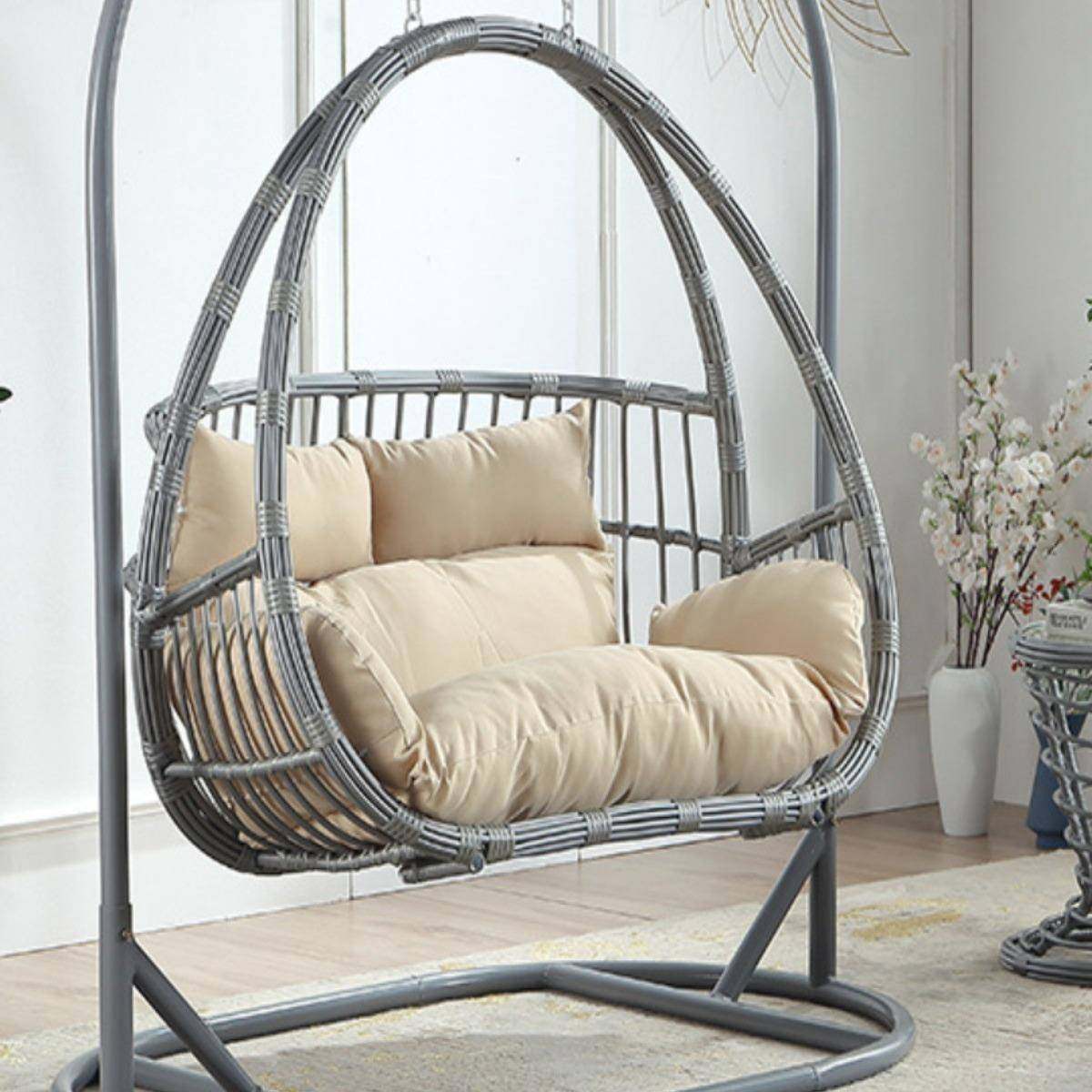 阳台双篮杆摇椅家用室藤椅吊床吊椅MJK网红秋千吊内篮双摇人摇椅