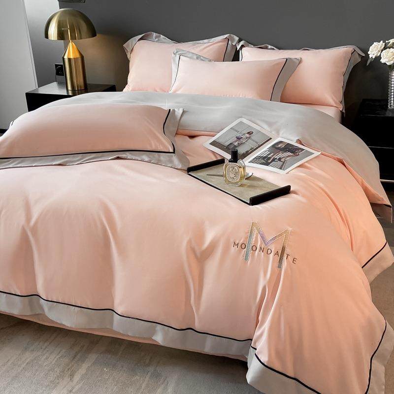 新款亲肤棉磨毛刺绣四件套FNU轻奢纯床上品用色四套床单件款