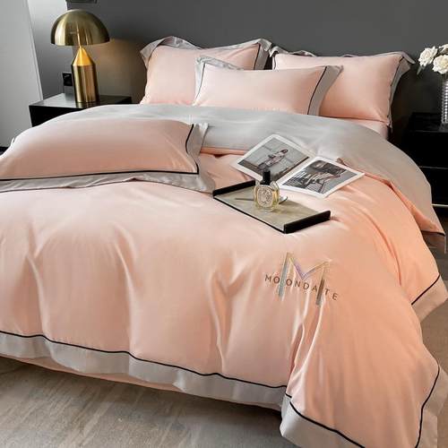 新款亲肤棉磨毛刺绣四件套FNU轻奢纯床上品用色四套床单件款