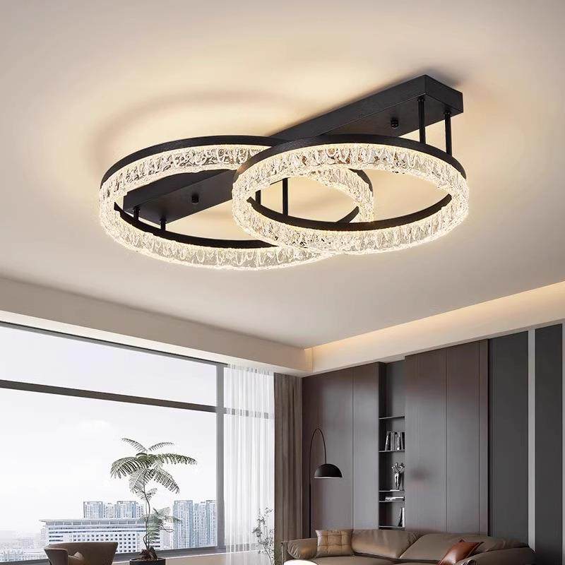 款客GPQ厅顶屋灯2025年新圆环主灯意式轻奢大气冰裂吸纹卧室灯全