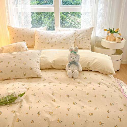 小清新纯棉四件套60床支BRO全棉三件秋冬款学生宿舍被笠套床上套