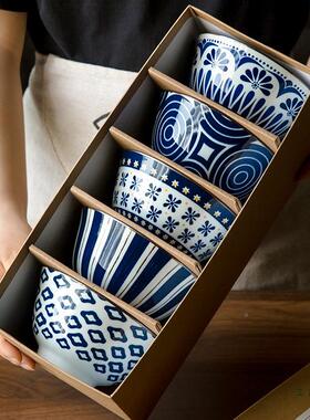 创意中式复古2几何陶瓷米饭碗套装家用MGV025吃新5款英寸饭碗沙拉