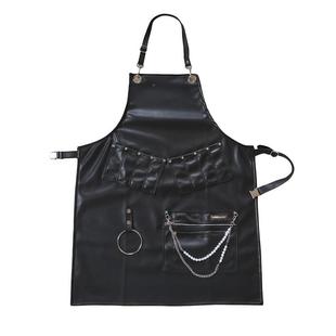 皮定6 1薄制围裙防水防油革皮男女餐厅围软兜PU带珍珠反罩衣夏季