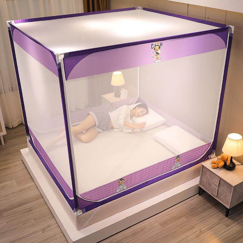 B#U型外C杆拉链坐式蚊帐穿三开DA32门方顶宫廷支架加密床加厚双人