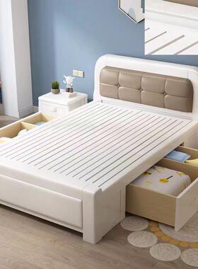 单人床人1.2米小户型135m宽白色1米.二儿约童老简家HDX用钉制实木