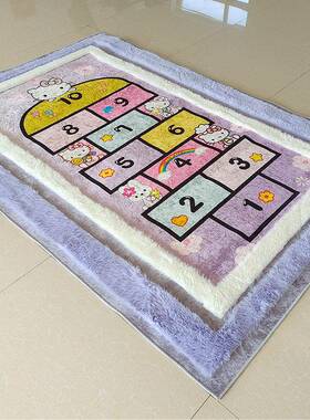 跨境毯仿兔毛客印花金00919钻绒地毯厅卡沙发大地加毛通数字双边