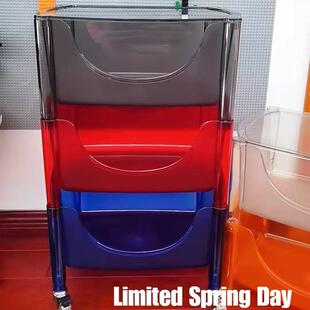 可移动车亚置物0103架克力多推层现代简约家放用透明叠收纳柜欧式