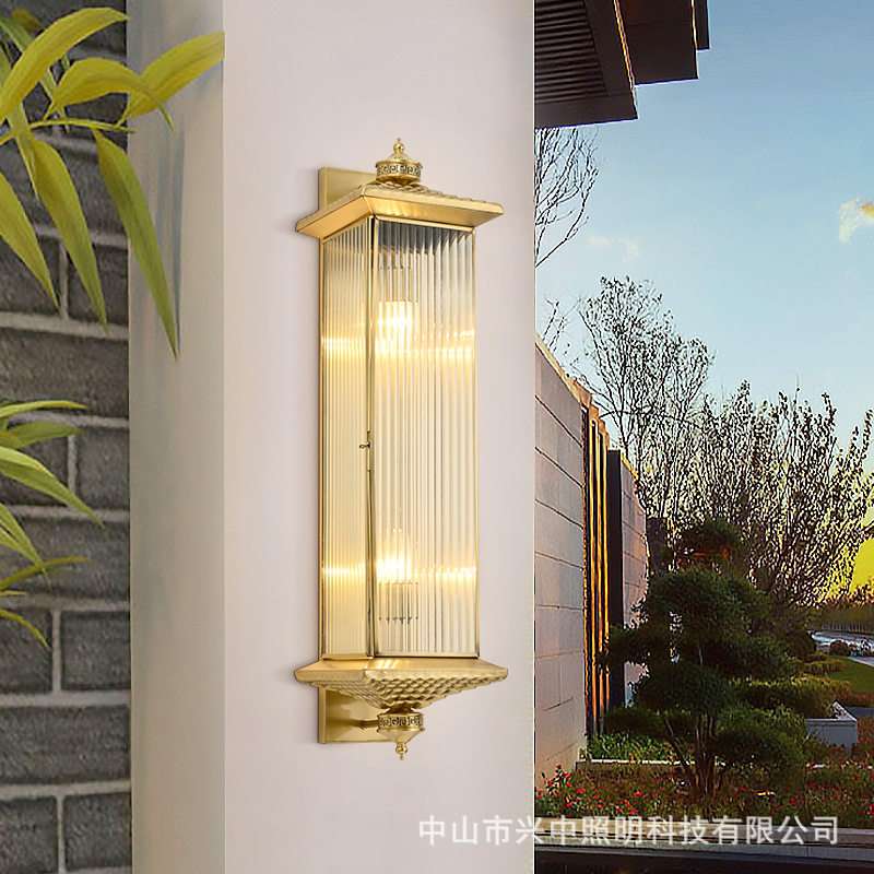 户外全铜壁灯新中式室外防水庭院灯具古典别墅花园小区照明灯具
