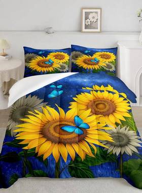 TEMU/J被IT跨境家向日GXD葵数码印花子直枕套套件厂纺家销来图可