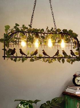 厂家胡桃吊灯美小式工风铁吧艺台植物业鸟创意个性复88119古餐厅