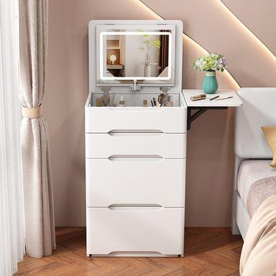 卧室梳妆台小户型子前置头可镜翻带盖万向轮多功WIB能床柜一体化