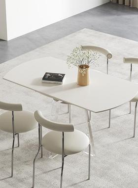 意轻QSA缩奢亚克力折叠代圆式桌现简约小户型岩板旋转伸餐桌吃饭