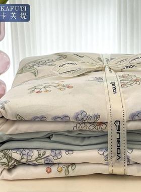 卡芙套缇类cp#70092母婴级床超针织棉碎花四件套加厚软单被套宿舍
