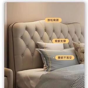 欧式高端现布精致拉床GUI232绒布艺床代简约卧室软包婚床实木床扣