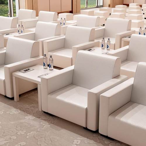 展沙发简约现会1023代白色接位待沙发S店会议室活动商务单4人沙发