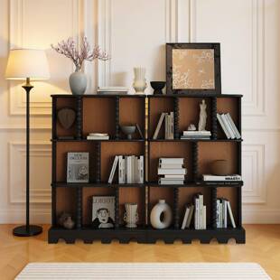 法式复古白蜡木实木书柜半墙落地组合书架沙发边柜美式收纳展示柜