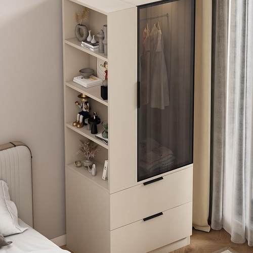 实木床衣边柜户一体收纳小型家50257用空间卧室床头柜省置物架儿