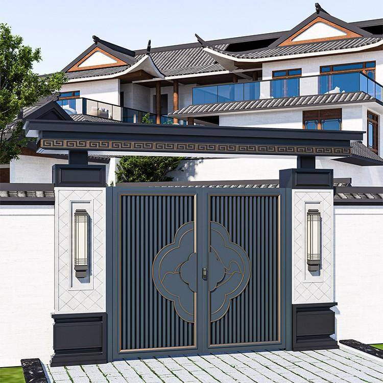 铝合金户外庭院大门院子栅栏花园别墅门不锈钢铁艺单双开门新款