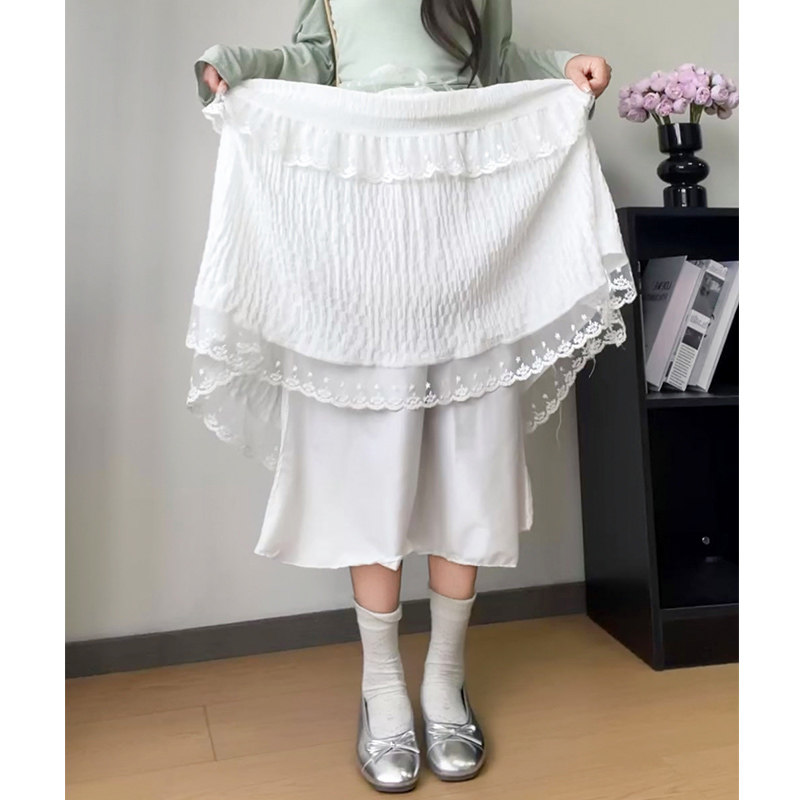 白色绝美巨好看的半身裙女春夏2026新款a字长裙小个子蕾丝蛋糕裙