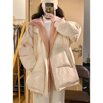 假件羽服女冬季20两2IGG4QIA新系宽松冬装羊毛绒外女款韩款套羔加