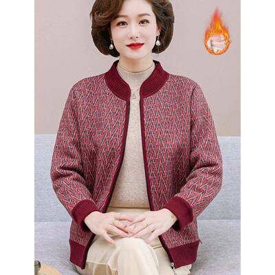 中衣老年人冬装衣毛外套女奶加绒开衫服太老太加厚0奶6AIIJHE岁秋