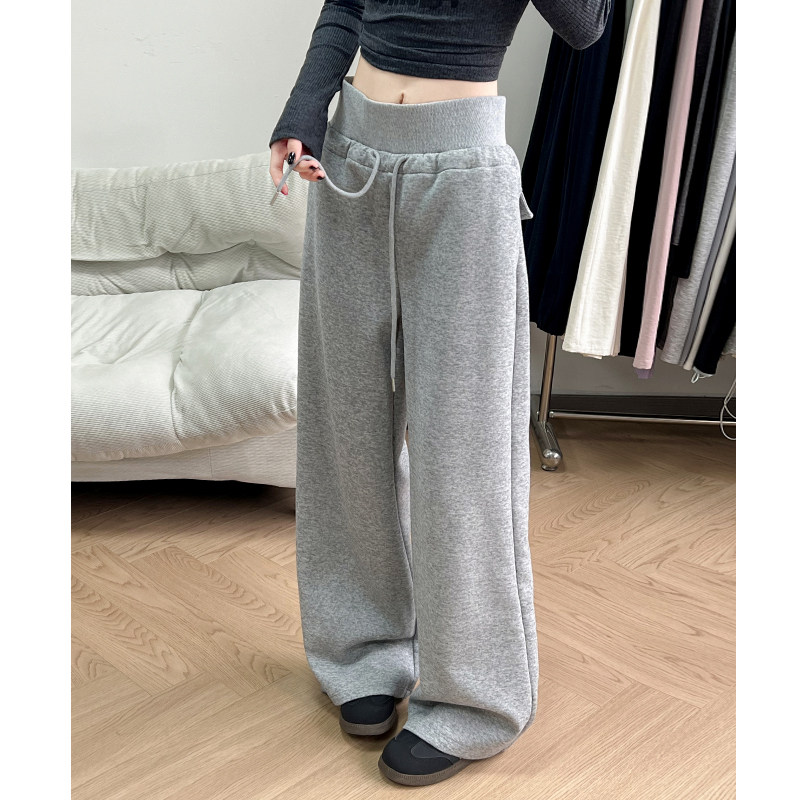 运动裤女2026新款春秋高腰显瘦宽松显瘦小个子阔腿裤直筒休闲卫裤