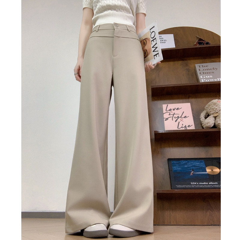 卡其色直筒西装裤女夏2026新款小个子宽松休闲裤慵懒风垂感阔腿裤