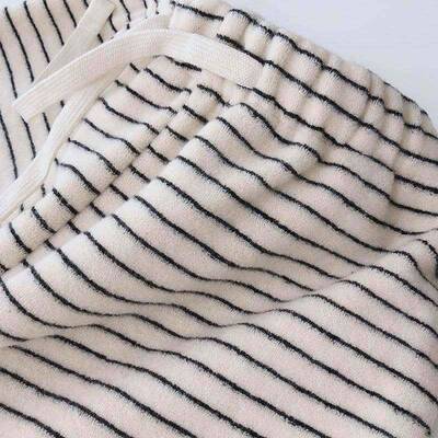 敲暖宽加绒保加厚条高纹直松筒阔HDG学腿裤女秋冬感腰垂NOS休闲生