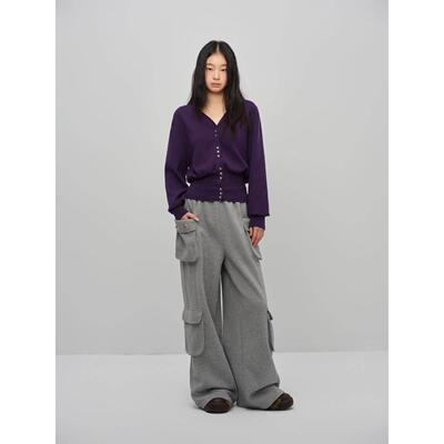 温DDP“静柔奢YOT“制女毛羊V领短精款毛衣2025新款WAQ秋季收腰针