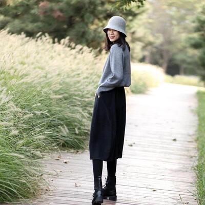 羊毛半身裙秋显显瘦花冬瘦苞半裙遮胯S裙子季花苞YP毛KAE冬呢半身