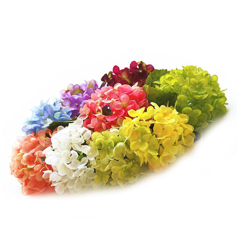 和家手工绢花过胶仿真绣球花家居饰品摆设装饰花七头小撮花艺插花
