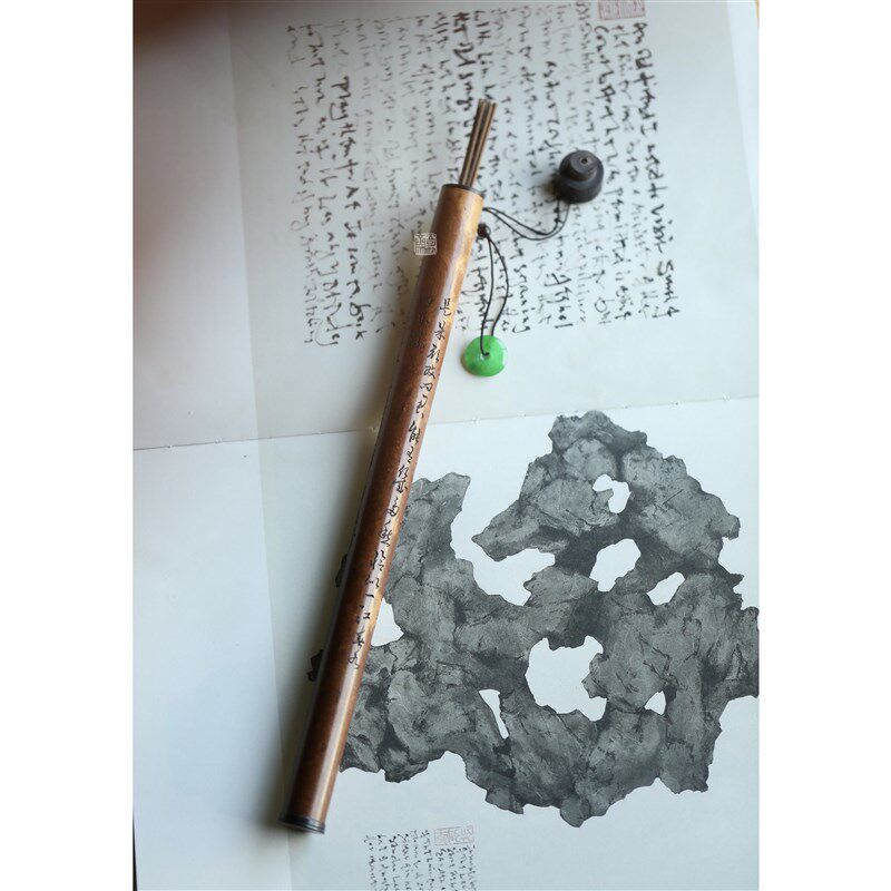 奇竹斋湘妃竹香筒家用茶具沉香插香道用具线香筒茶道零配手工雕刻
