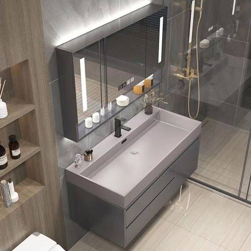 纳米岩石卫生间洗手池洗漱台一体盆洗脸盆柜组合浴室镜柜脸盆家用