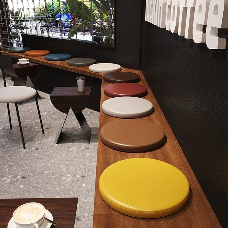 定制幼儿园软包垫子圆形坐垫卡座皮革防滑奶茶店垫图书馆软垫子