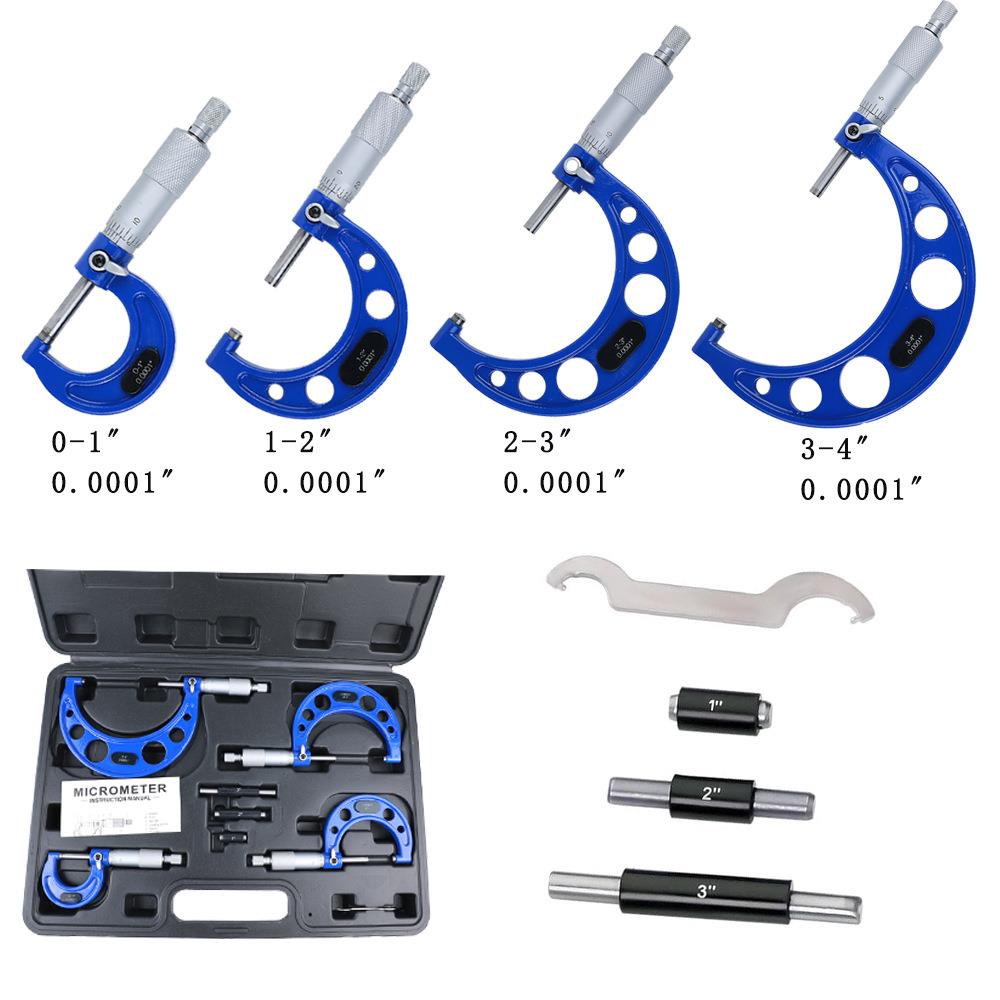 高精度研磨工艺0-4外径千分尺套装英制千分尺四件套螺旋测微器