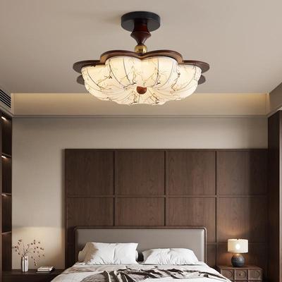 卧室灯南洋风布艺吸顶灯宋代美学创意花朵护眼书房主卧房间灯具