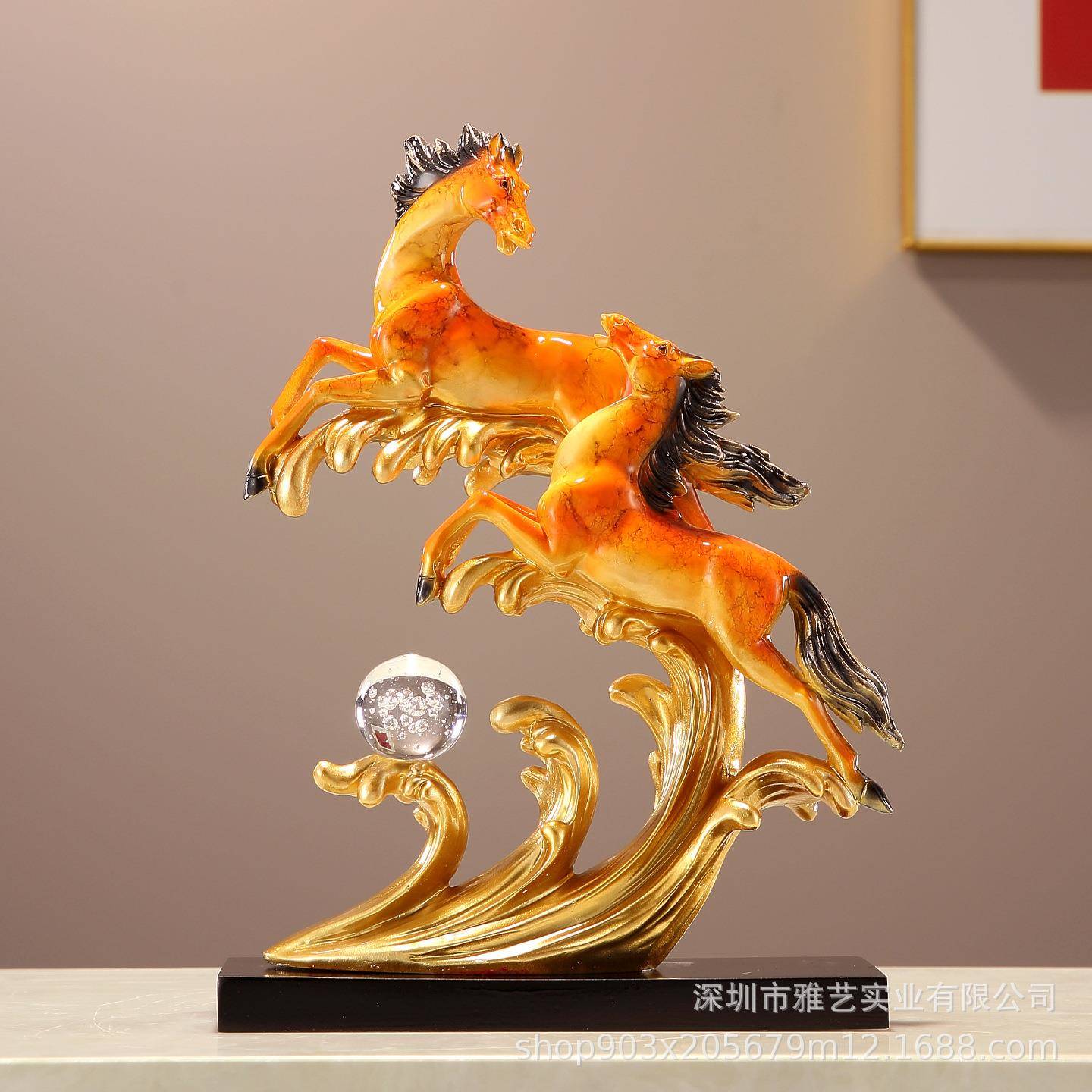 新中式双马摆件创意家居装饰客厅电视柜玄关酒柜办公室桌面摆设品